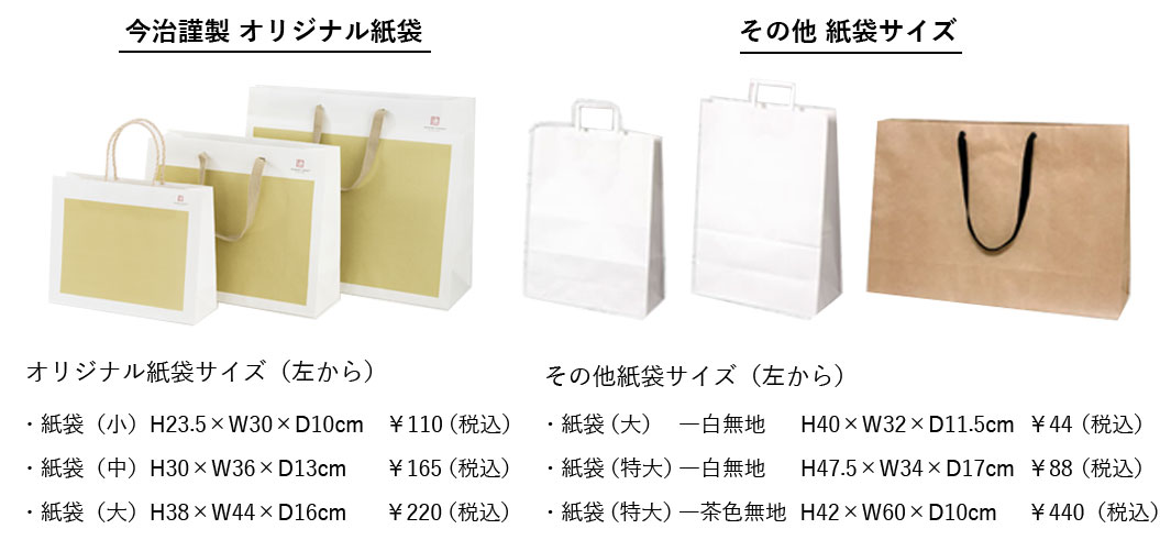 紙袋のサイズと価格