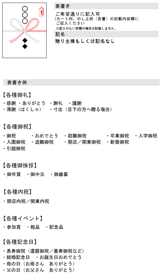 表書オーダーメイド（その他慶事用） 紅白・5本蝶結び