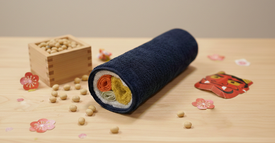 家族で作って楽しむ、恵方巻タオル